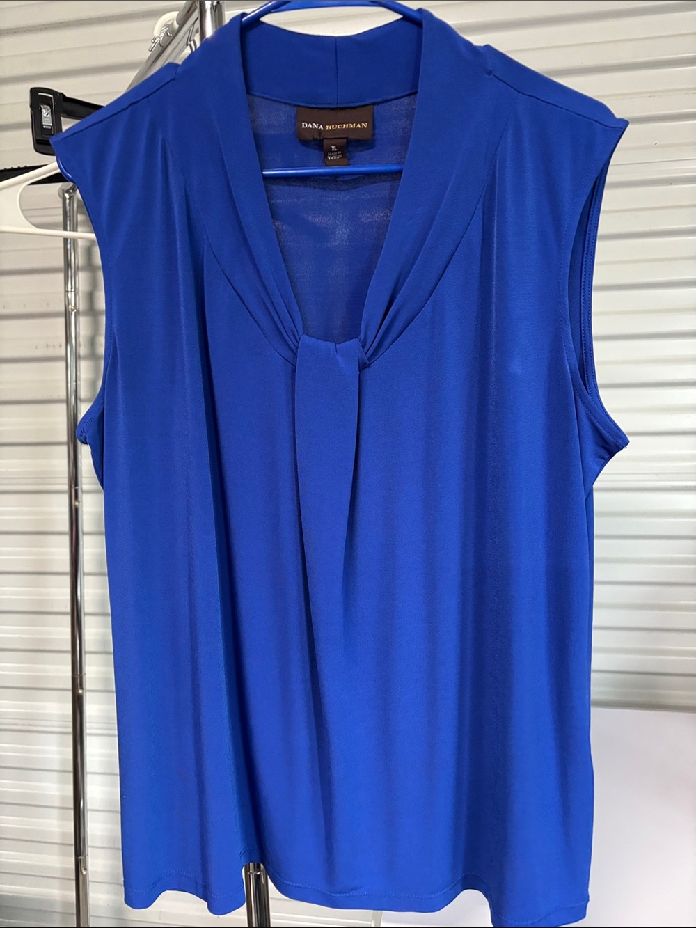 Dana Buchman Sleeveless Knot-Front Blouse in Royal Blue